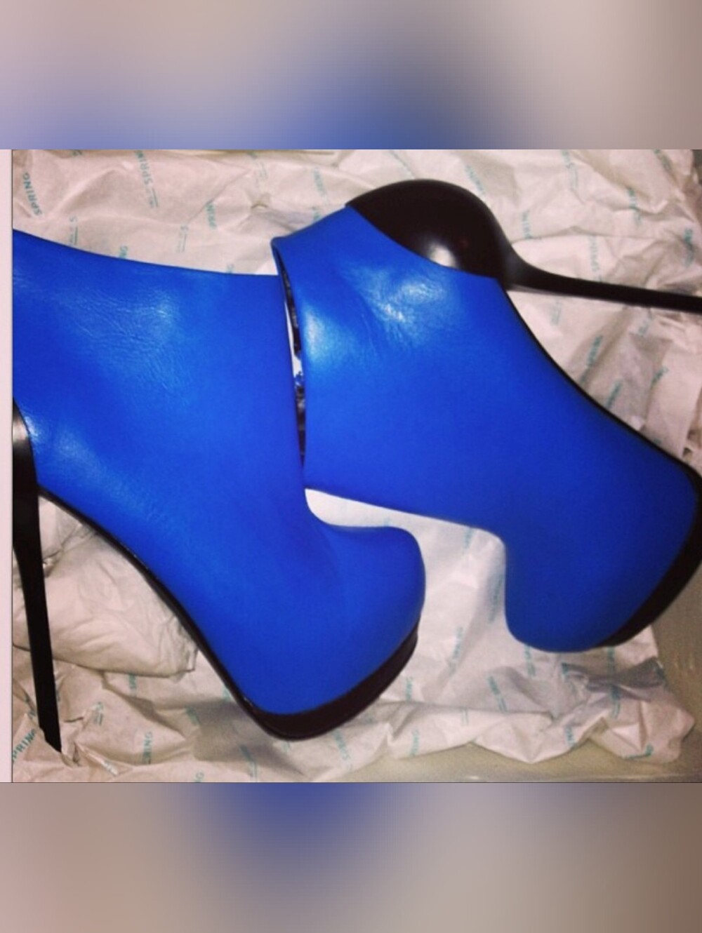 Women's Electric Blue High Heel Ankle Boots